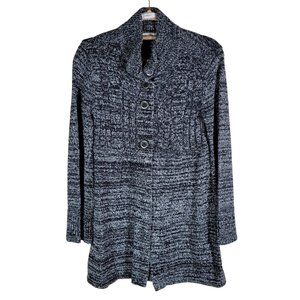Style & Co Black White Knit Button Cardigan Long Sleeve Sweater Women Size S